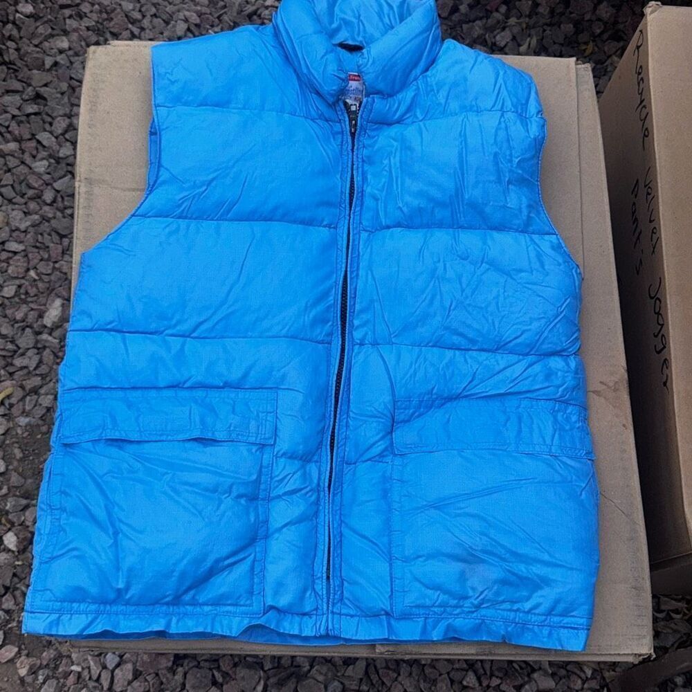 VINTAGE FROST LINE BLUE PUFFER VEST SIZE XS OR JR